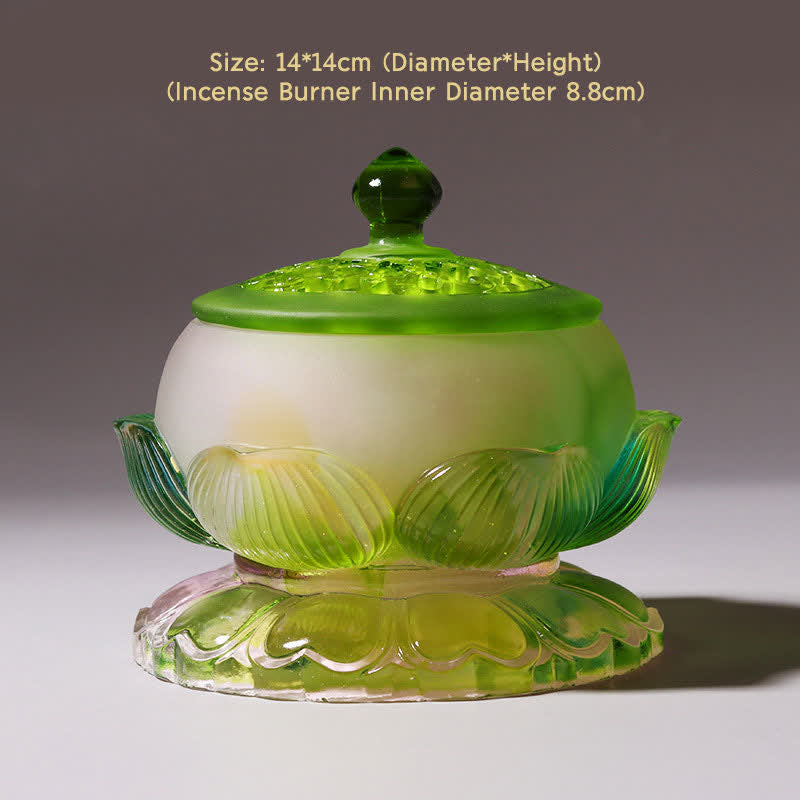 Nimara Ritual Feng Shui Lotus Handmade Liuli Crystal Art Piece Home Office Offering Decoration