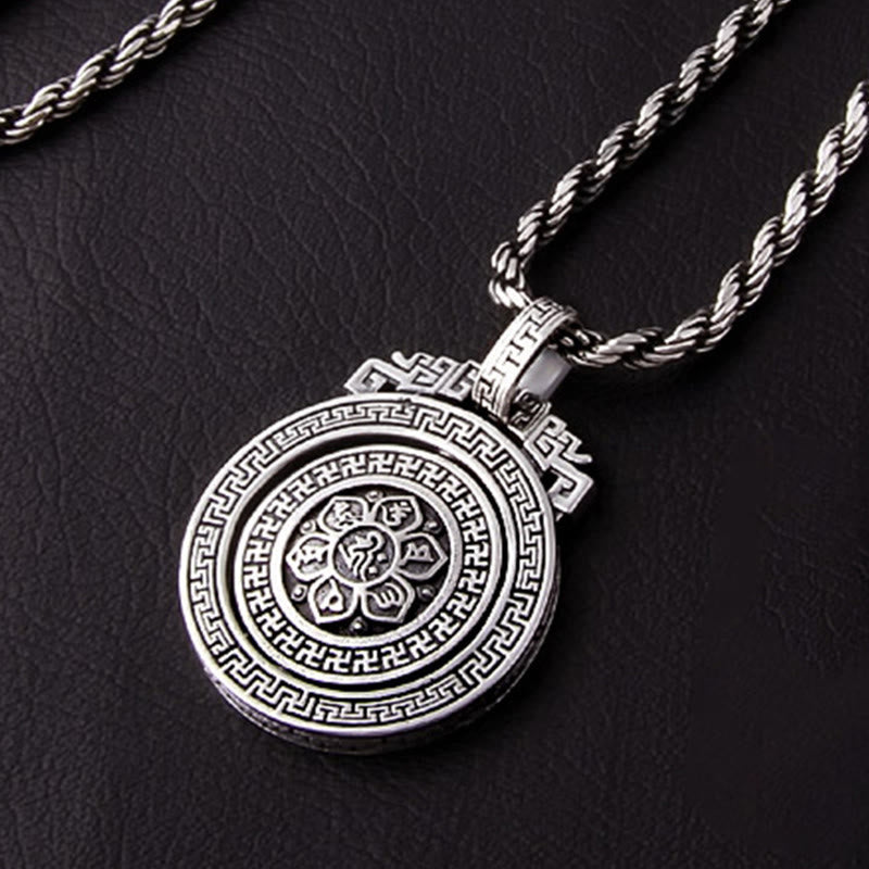 Nimara Ritual Tibetan Om Mani Padme Hum Double Dorje Vajra Rotatable Purity Peace Necklace Pendant