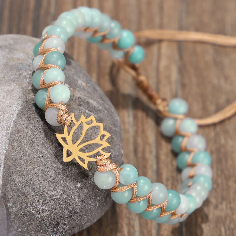 Nimara Ritual Amazonite Beads Lotus Flower Balance Weave Bracelet