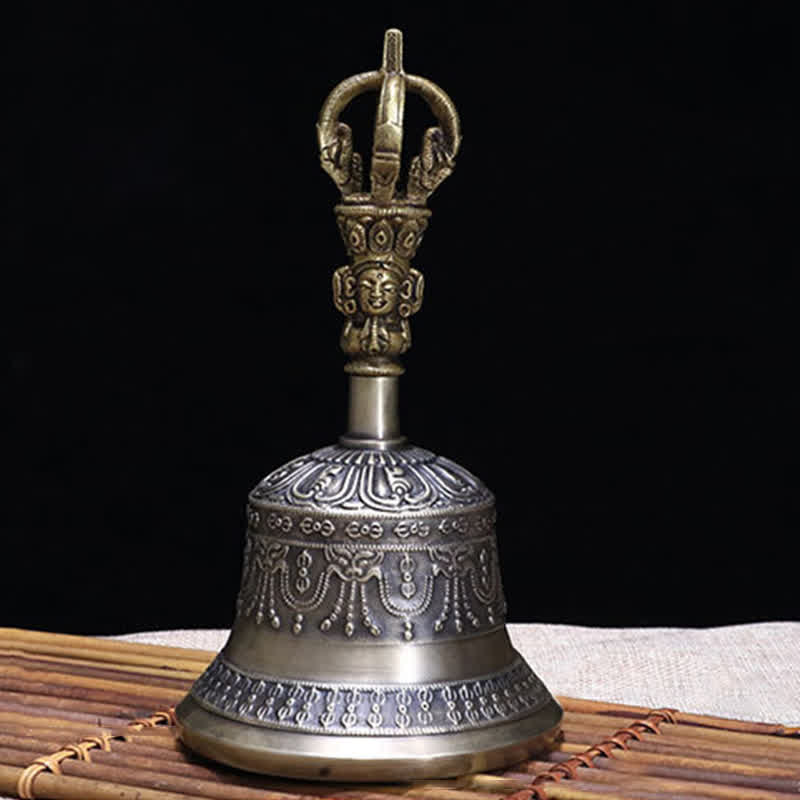 Nimara Ritual Tibetan Meditation Bell and Vajra Dorje Copper Enlightenment Decoration Set