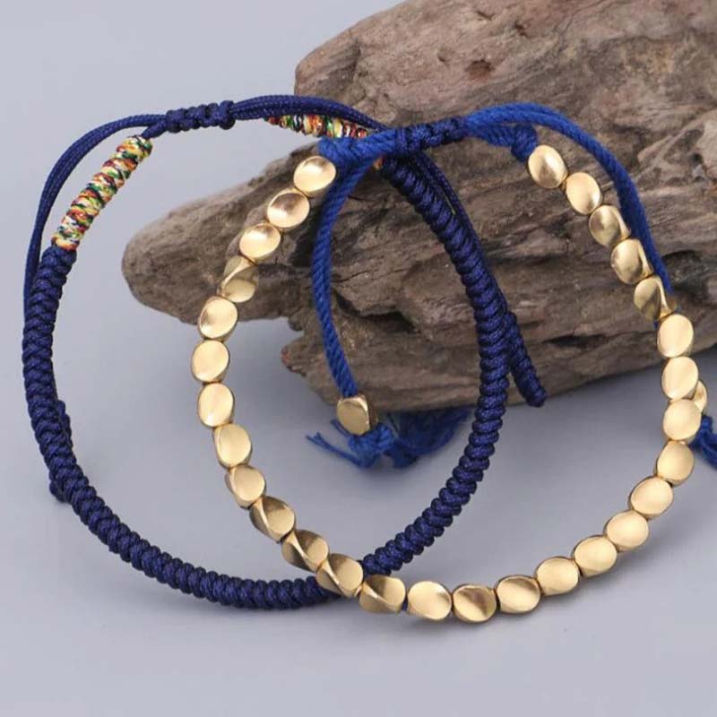 Nimara Ritual 3 PCS Tibetan Copper Beads Healing Protection Luck Bracelet Set