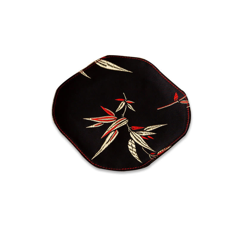 Nimara Ritual Sea Wave Bamboo Plum Blossom Brocade Embroidery Cup Mat Pad Tea Cup Coaster Kung Fu Tea Mat