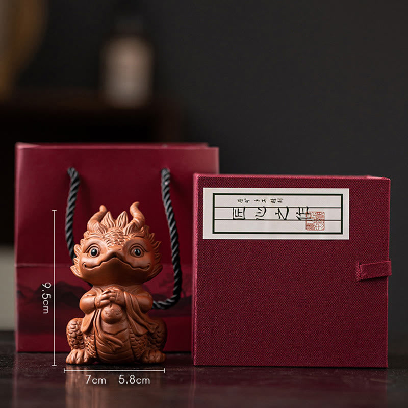 Nimara Ritual Luck Dragon Wealth Tea Pet Purple Clay Figurine Decoration