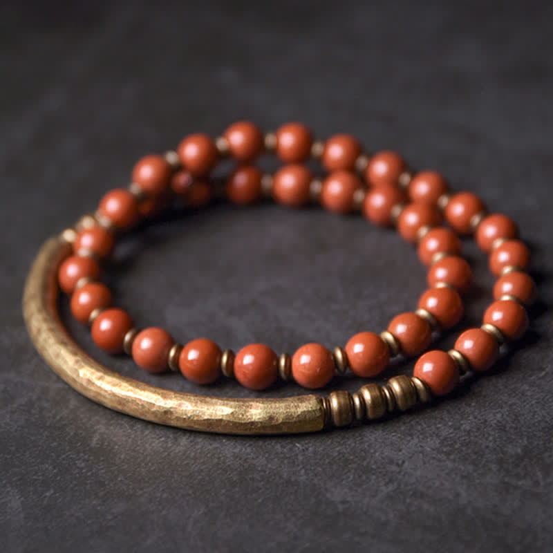 Nimara Ritual Red Jasper Moss Agate Black Obsidian Crystal Copper Peace Couple Bracelet