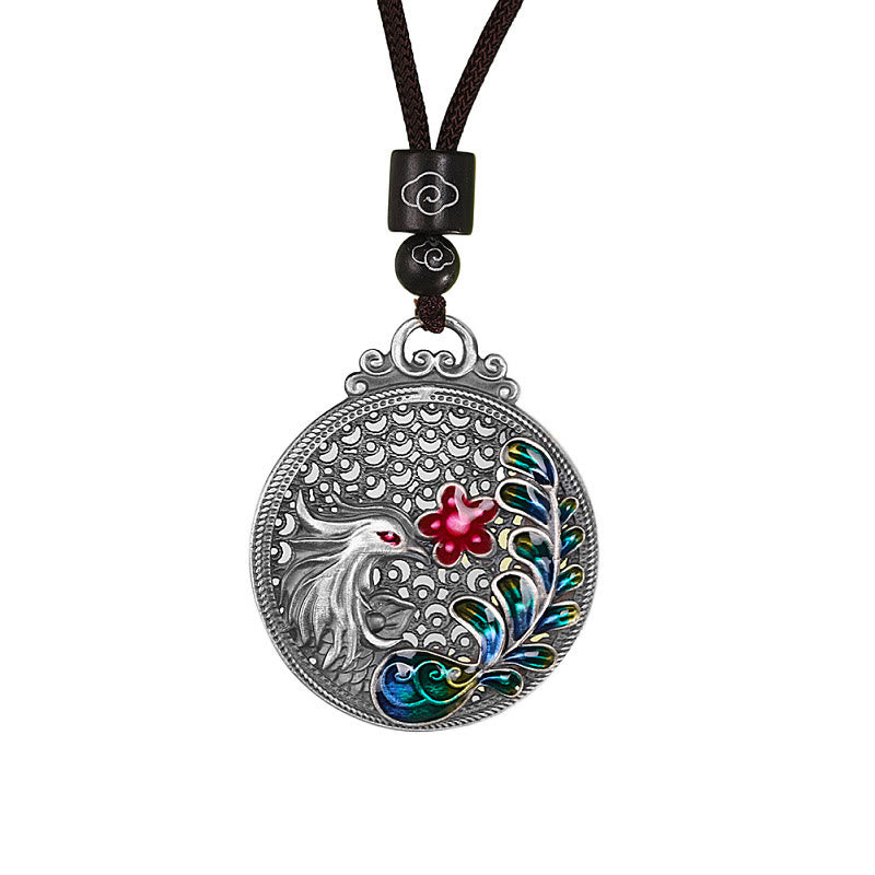 Nimara Ritual 990 Sterling Silver Phoenix Luck Protection Necklace Pendant