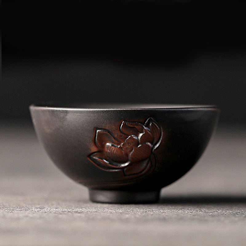 Nimara Ritual Lotus Leaf Flower Landscape Dragon Bamboo Ceramic Teacup Kung Fu Tea Cup Bowl