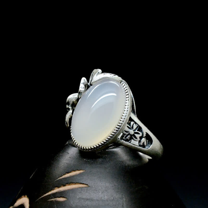 Nimara Ritual 990 Sterling Silver Natural Chalcedony Plum Positive Harmony Ring