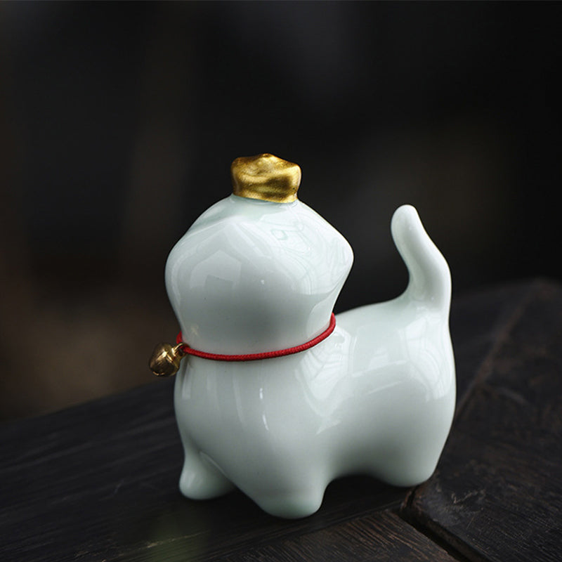 Nimara Ritual Mini Lucky Cat Ingot Tea Pet Ceramic Home Desk Figurine Decoration