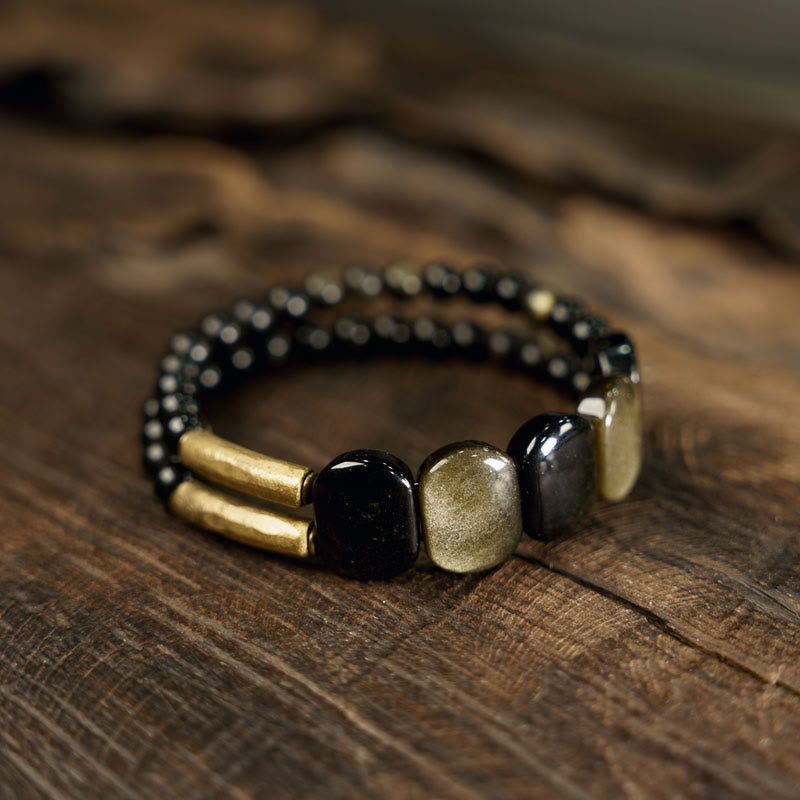 Nimara Ritual Black Obsidian Gold Sheen Obsidian Strengthen Bracelet