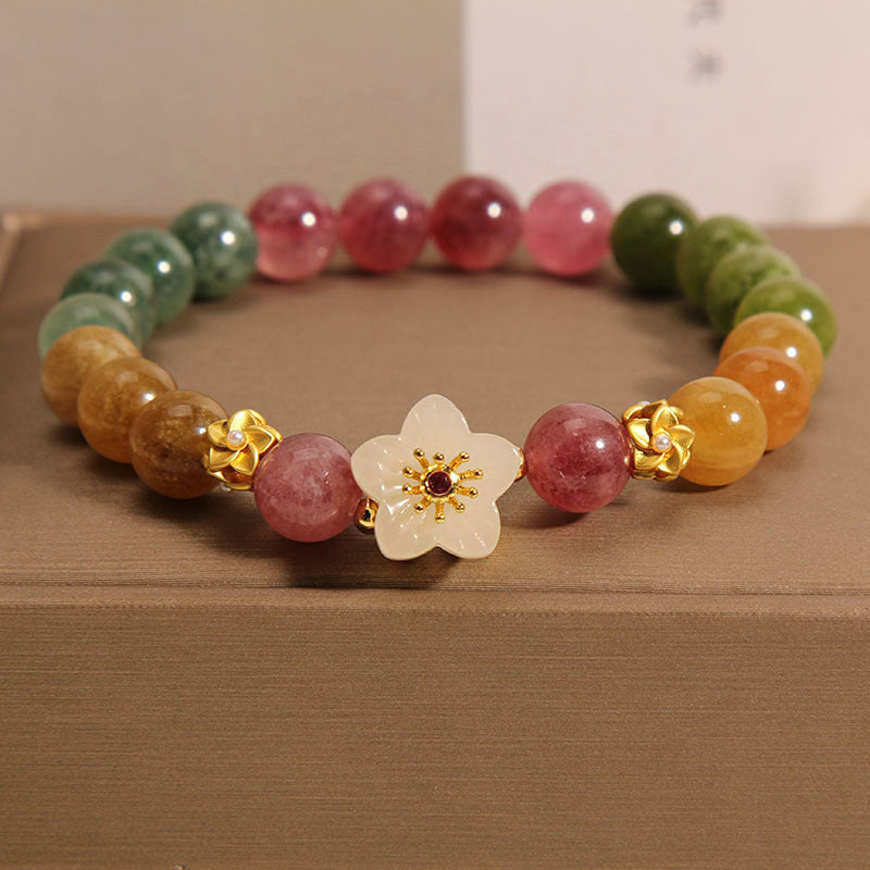 Nimara Ritual Colorful Tourmaline Jade Flowers Love Bracelet
