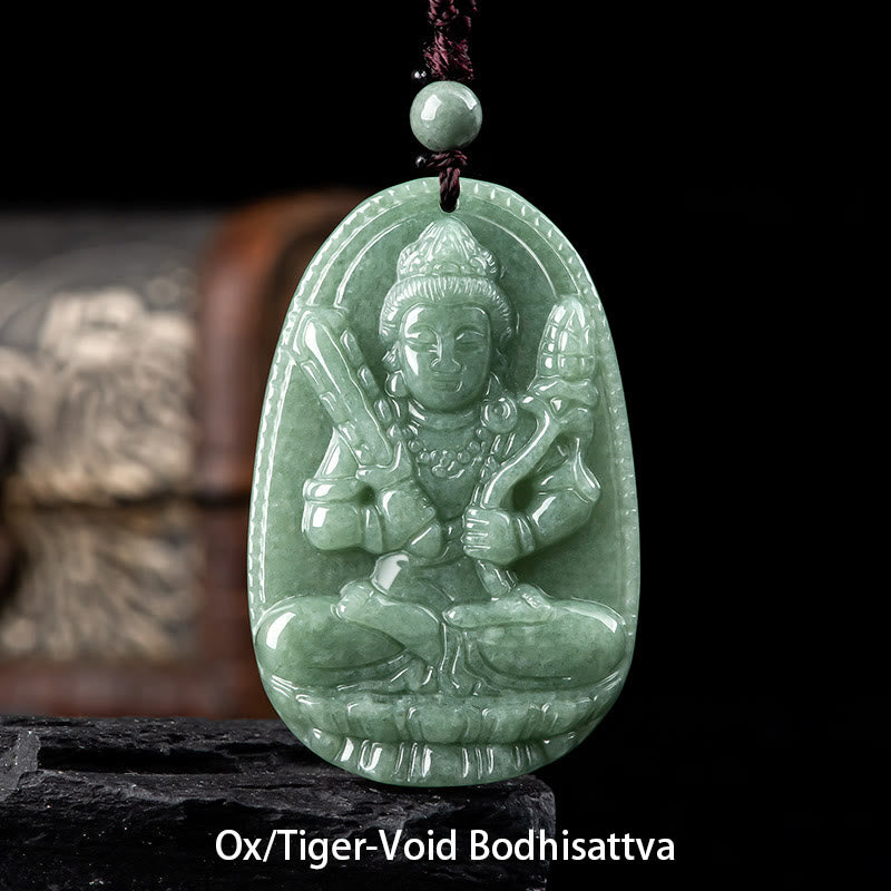 Nimara Ritual Chinese Zodiac Natal Buddha Natural Jade Wealth Prosperity Necklace Pendant