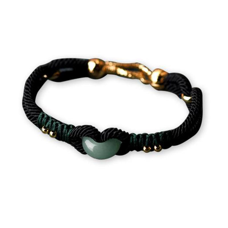 Nimara Ritual Tibetan Jade Lucky Black Rope Couple Bracelet