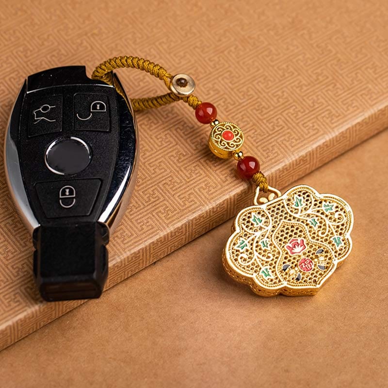 Nimara Ritual Lock of Good Wishes Fu Character Luck Blessing Key Chain