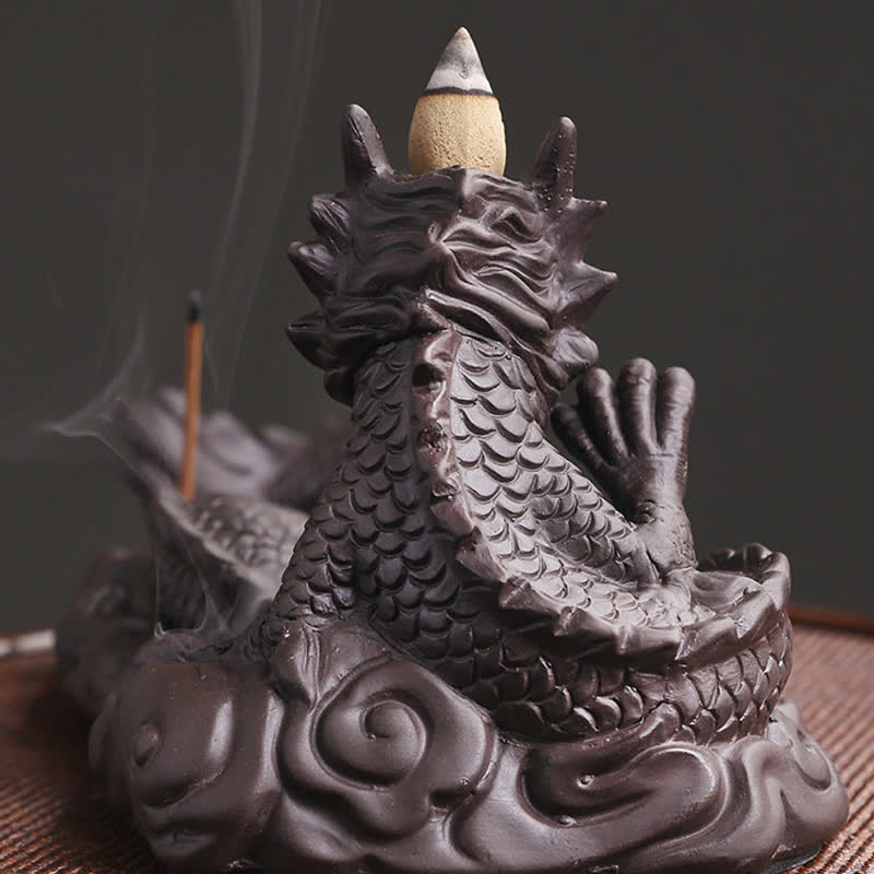 Nimara Ritual Dragon Playing Ball Flower Protection Incense Burner Decoration