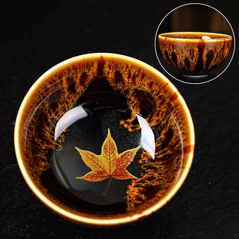 Nimara Ritual Maple Leaf Colorful Ceramic Teacup Home Tea Cups