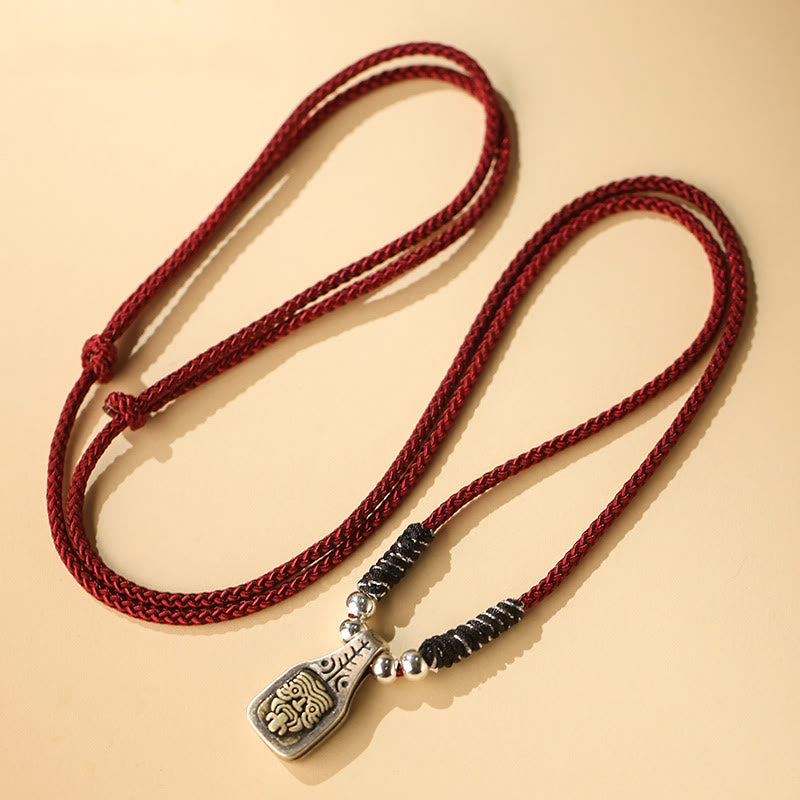 Nimara Ritual Tibetan 925 Sterling Silver Zakiram Goddess of Wealth Protection Rope Necklace Pendant