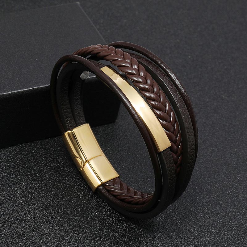 Nimara Ritual Simple Design Titanium Steel Leather Luck Bracelet
