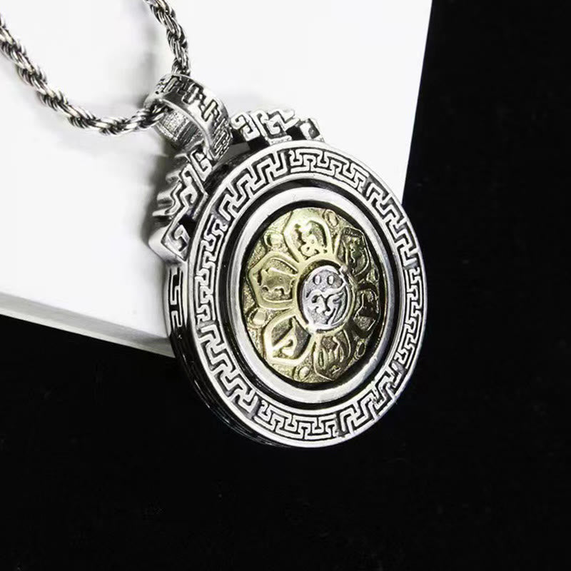 Nimara Ritual Tibetan Om Mani Padme Hum Double Dorje Vajra Rotatable Purity Peace Necklace Pendant