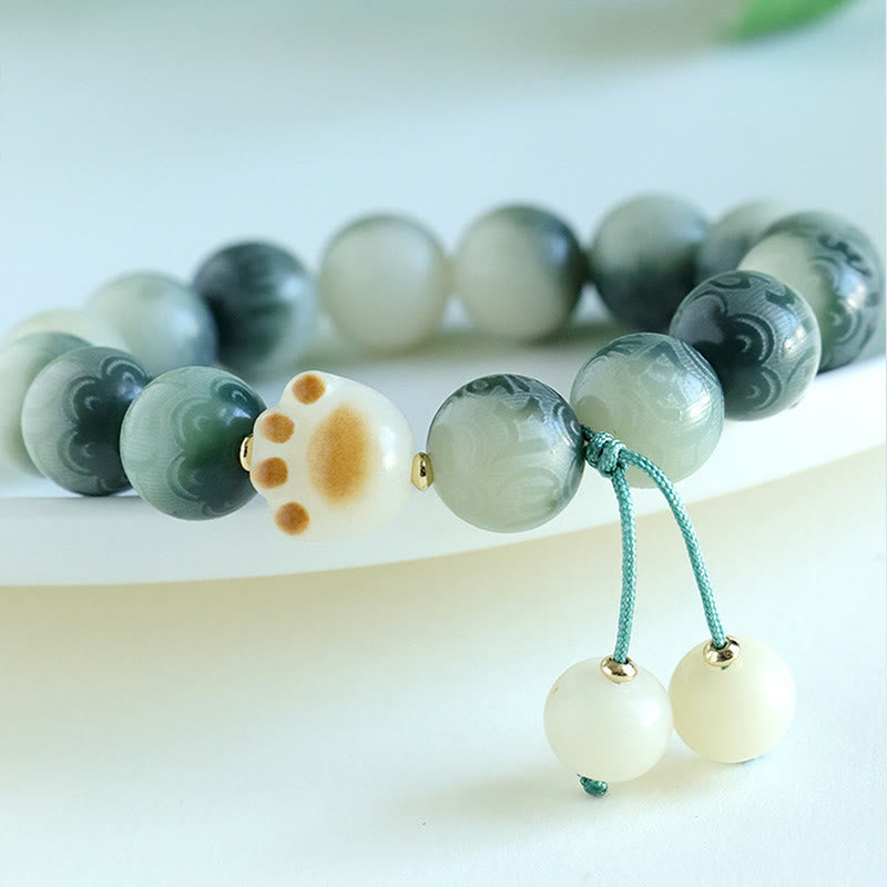 Nimara Ritual Bodhi Seed Om Mani Padme Hum Carved Harmony Bracelet