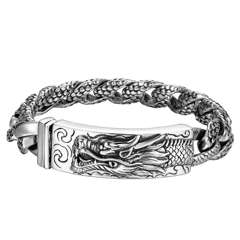 Nimara Ritual Retro Dragon Scale Pattern Engraved Protection Bracelet