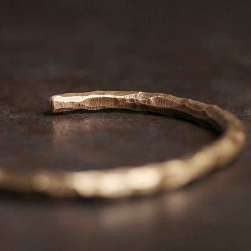Nimara Ritual Tibetan Bump Texture Copper Luck Cuff Bracelet Bangle