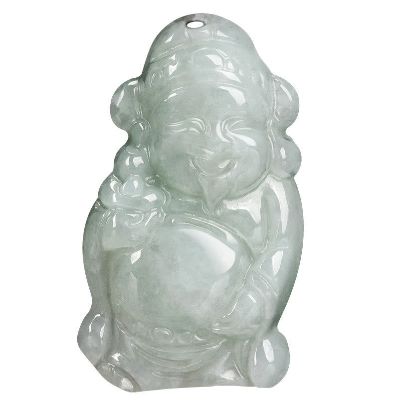 Nimara Ritual Natural Jade Chinese God of Wealth Caishen Ingot Luck Necklace Pendant