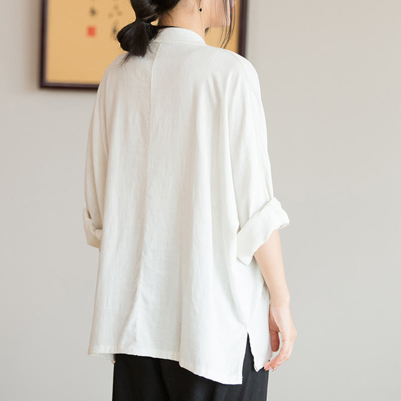 Nimara Ritual V-Neck Blouse Women Shirt Long Sleeve Top Chinese Hanfu Style Clothing