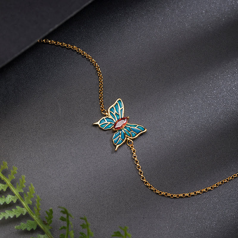 Nimara Ritual 925 Sterling Silver Butterfly Zircon Love Chain Bracelet