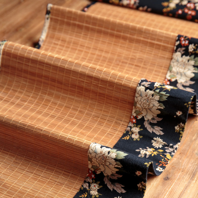 Nimara Ritual Vintage Peony Flower Blossom Bamboo Cup Mat Pad Tea Cup Coaster Kung Fu Tea Mat