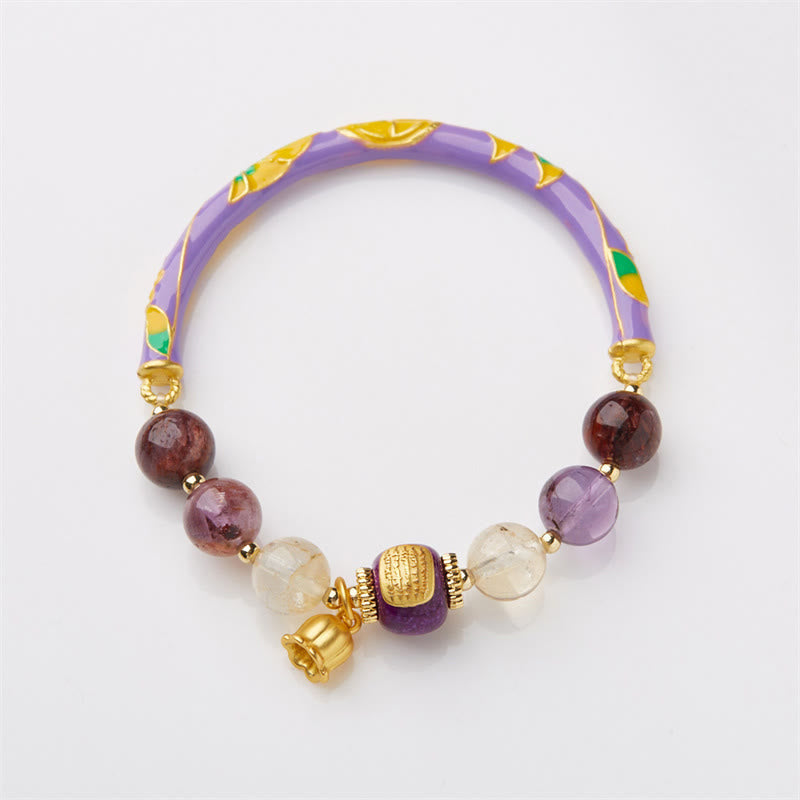 Nimara Ritual Purple Phantom Purple Jade Scripture Citrine Love Wisdom Bracelet Bangle