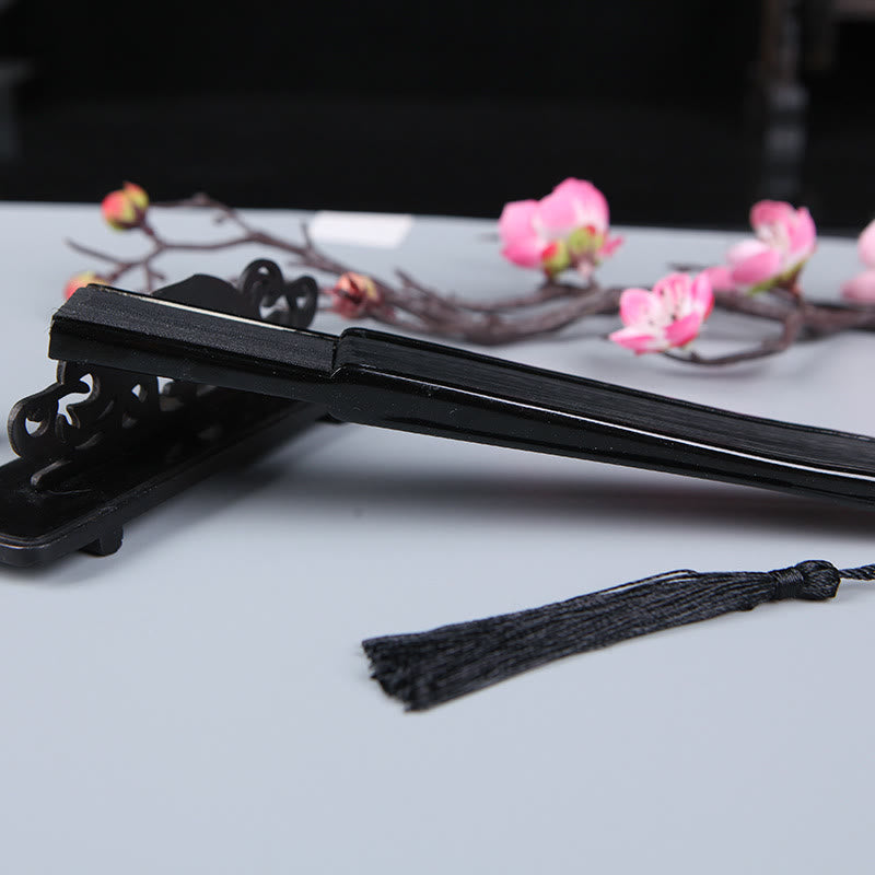 Nimara Ritual Cherry Blossom Sakura Camellia Handheld Silk Bamboo Folding Fan 21cm
