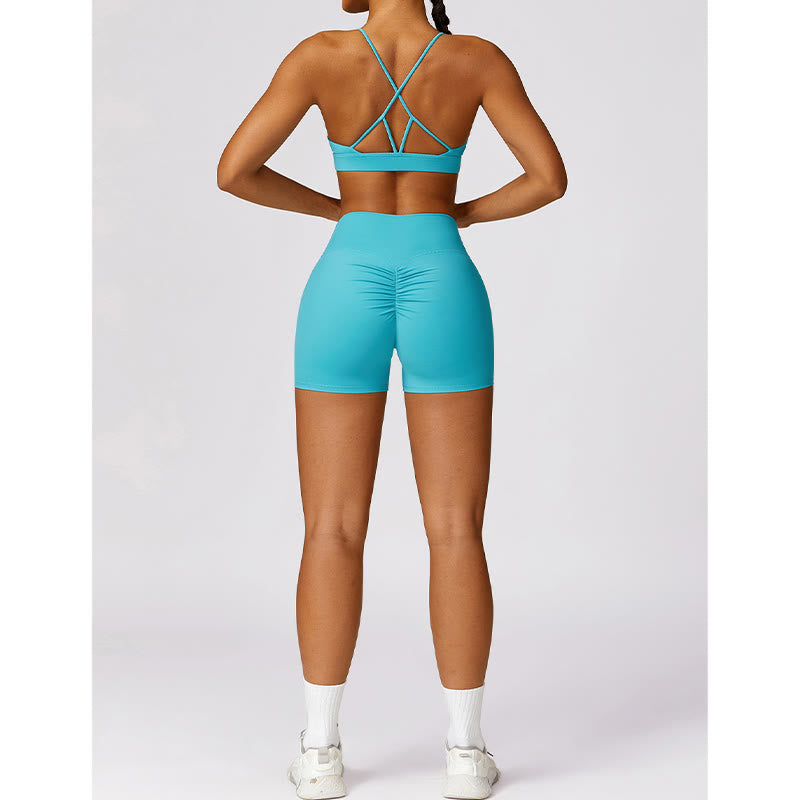 Nimara Ritual Gym Sports Yoga Backless Bra Crop Tank Top Breathable Shorts