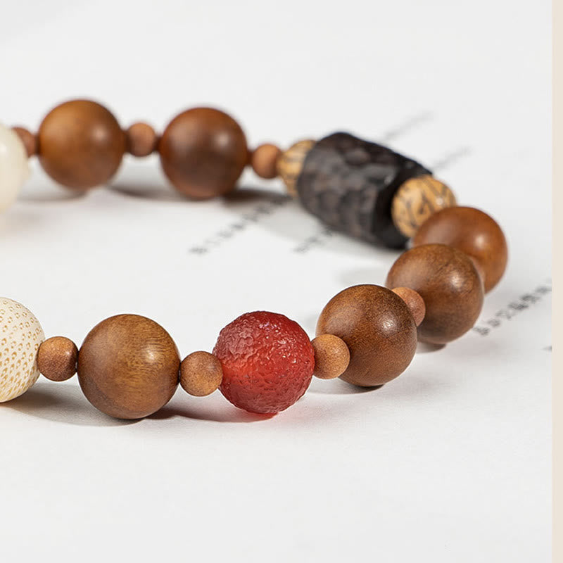 Nimara Ritual Lightning Strike Wood Bodhi Seed Cat Paw Claw Auspiciousness Protection Tassel Bracelet