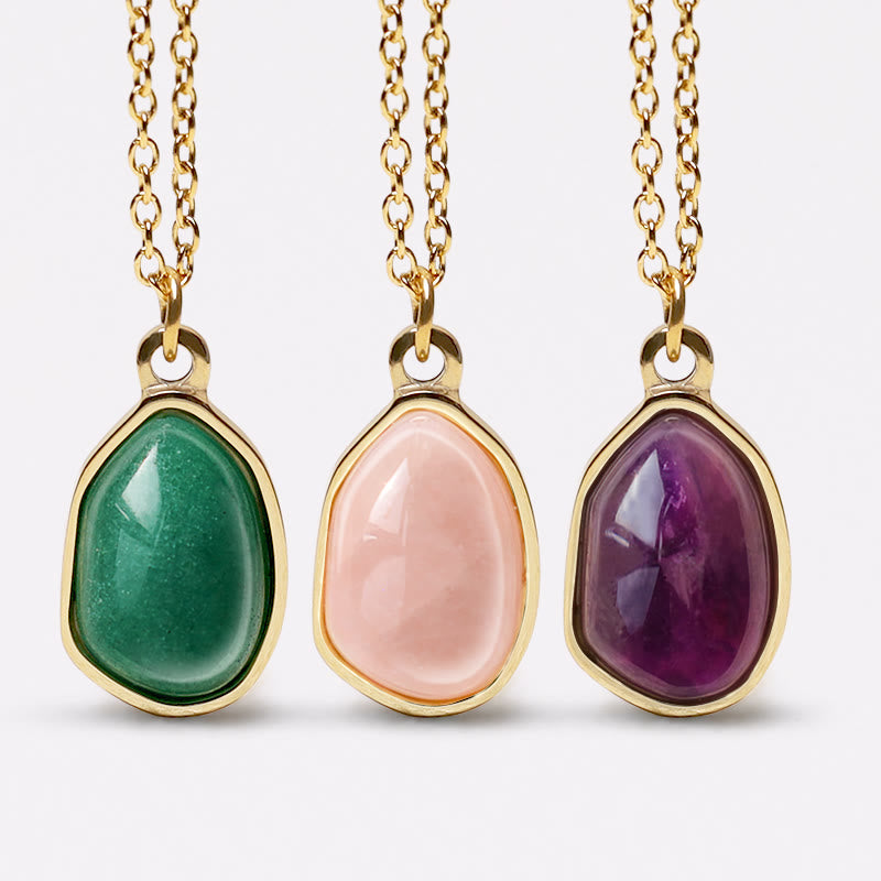 Nimara Ritual Natural Green Aventurine Amethyst Rose Quartz Blessing Necklace Pendant