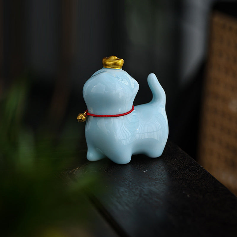 Nimara Ritual Mini Lucky Cat Ingot Tea Pet Ceramic Home Desk Figurine Decoration