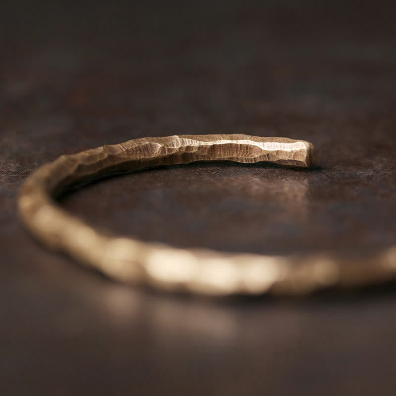 Nimara Ritual Tibetan Bump Texture Copper Luck Cuff Bracelet Bangle