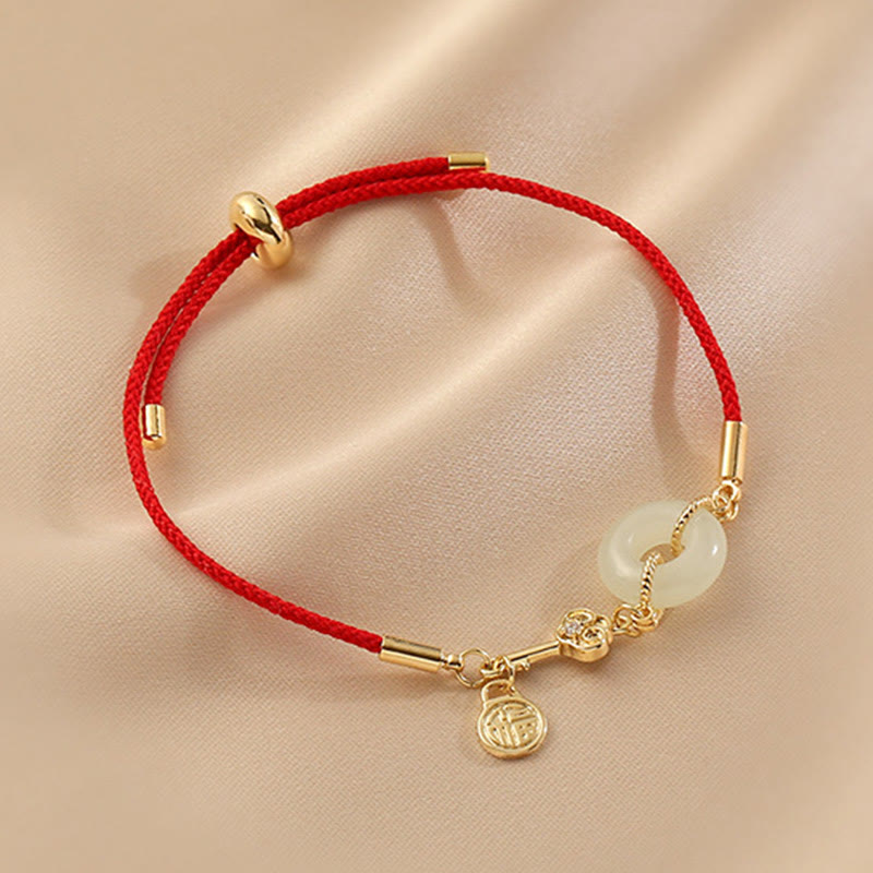 Nimara Ritual "Wishing You Peace and Protection" Jade Red Rope Bracelet Includes Gift Message Card