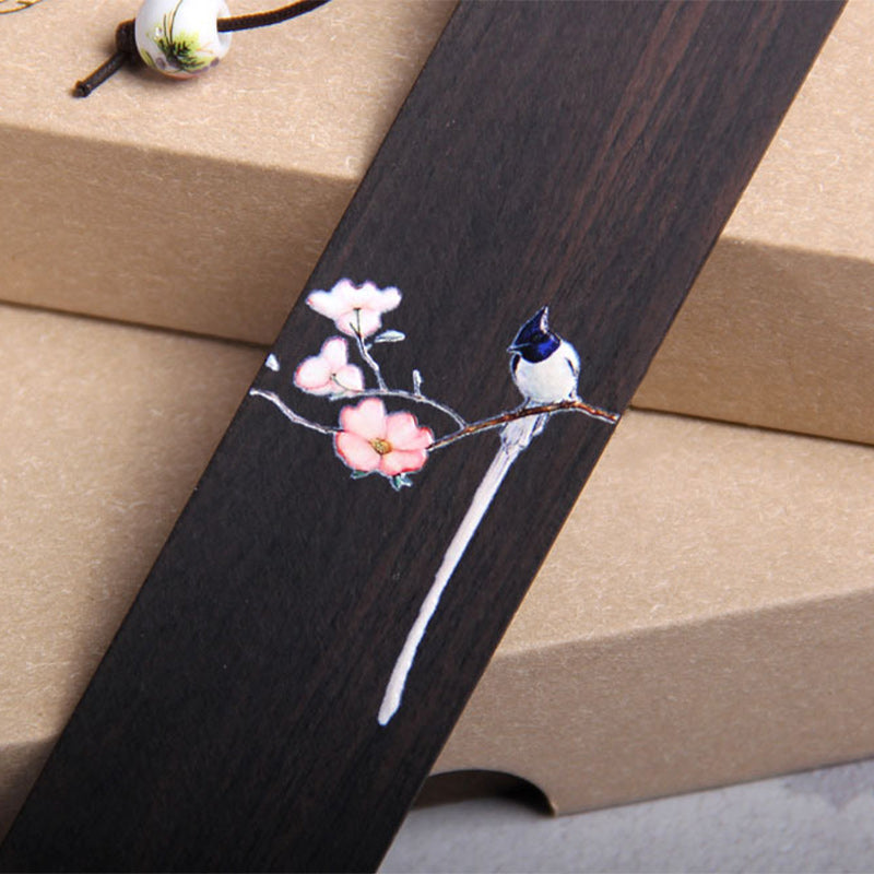 Nimara Ritual Oriole Bird Flower Ebony Wood Bookmarks With Gift Box