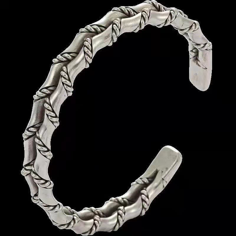 Nimara Ritual Vintage Double Layer Bamboo Pattern Luck Cuff Bracelet Bangle