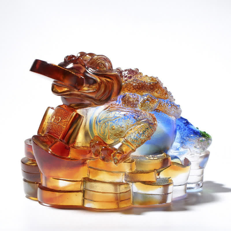 Nimara Ritual Feng Shui Frog Handmade Liuli Crystal Art Piece Wealth Home Office Decoration
