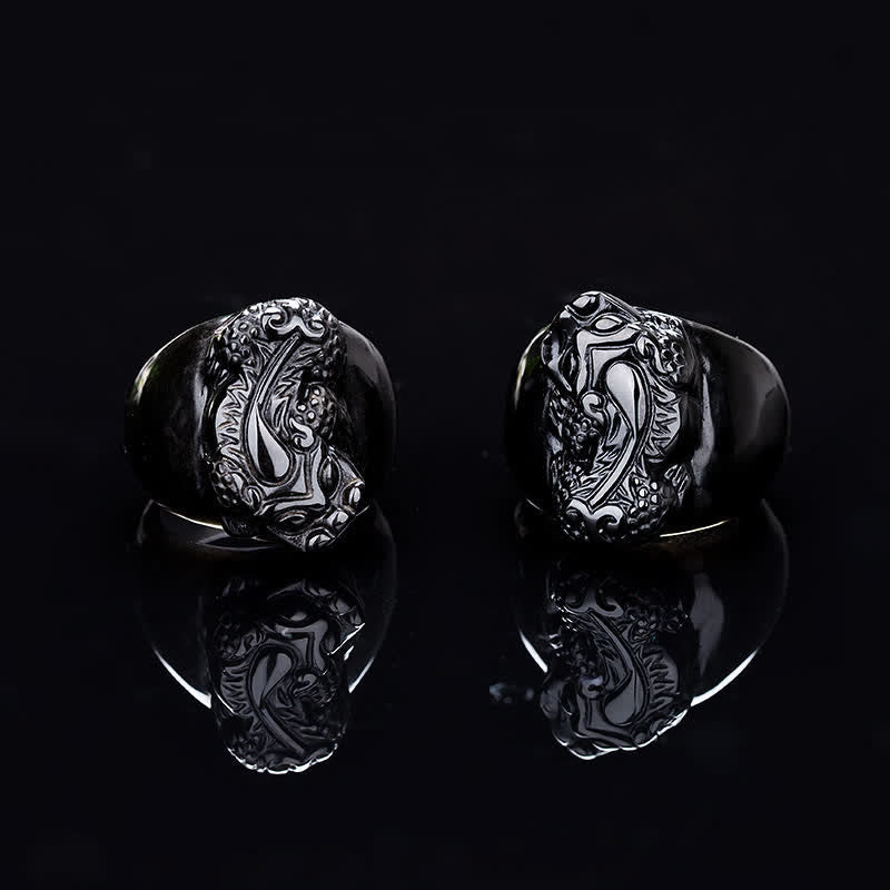 Nimara Ritual FengShui PiXiu Black Obsidian Strength Ring