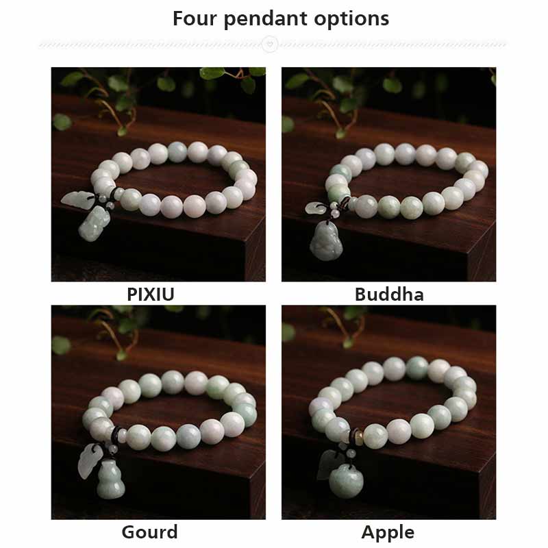 Nimara Ritual Natural Jade Pi Xiu Buddha Gourd Apple Success Bracelet