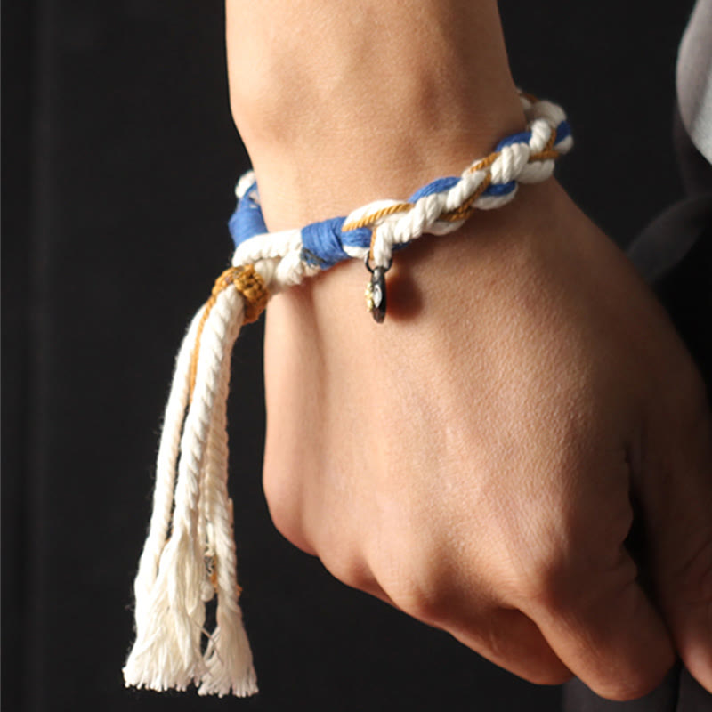 Nimara Ritual Tibet Zakiram Goddess of Wealth Thangka Handmade Luck Bracelet