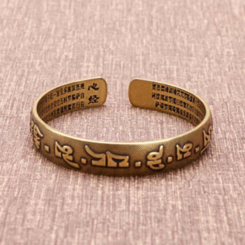Nimara Ritual 2Pcs Om Mani Padme Hum Dragon Phoenix Copper Leather Peace Cuff Bracelet Bangle
