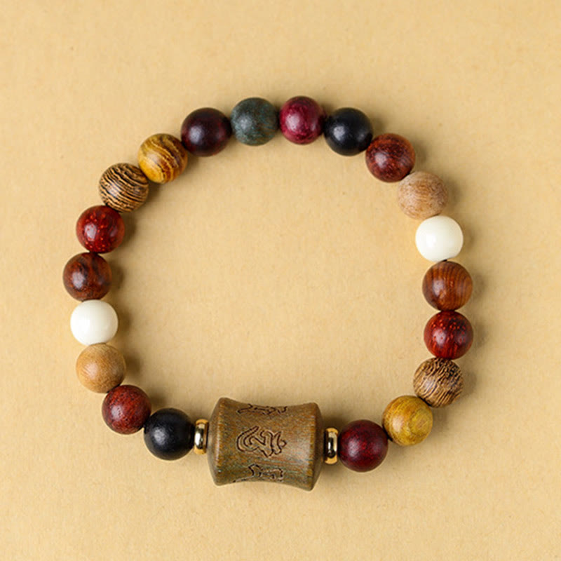 Nimara Ritual Tibet Multicolored Sandalwood Om Mani Padme Hum Protection Bracelet