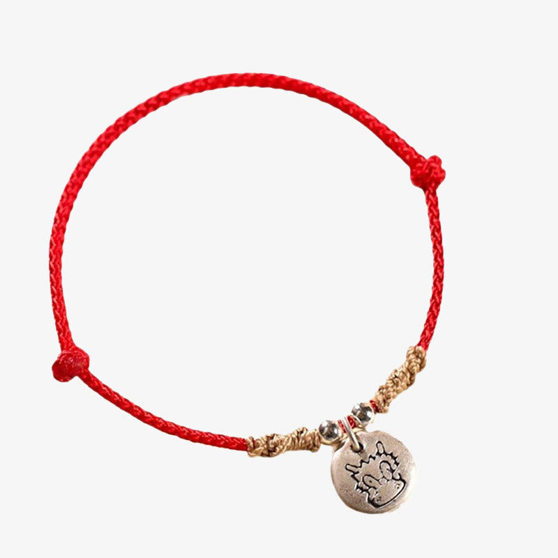 Nimara Ritual Handmade 999 Sterling Silver Year of the Dragon Cute Chinese Zodiac Luck Braided Bracelet