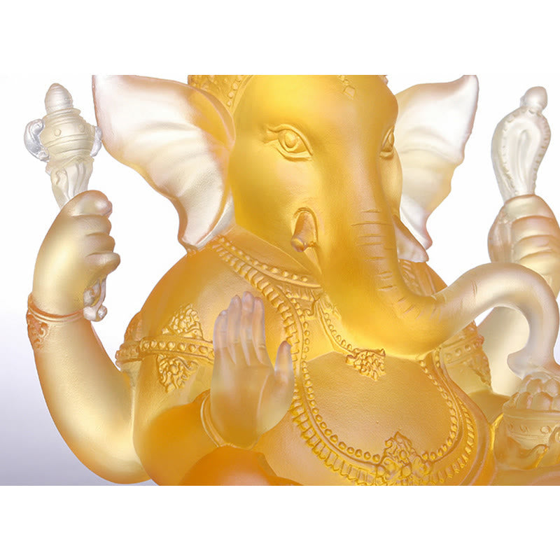 Nimara Ritual Handmade Ganesh Ganpati Elephant Figurine Liuli Crystal Art Piece Protection Statue Home Decoration