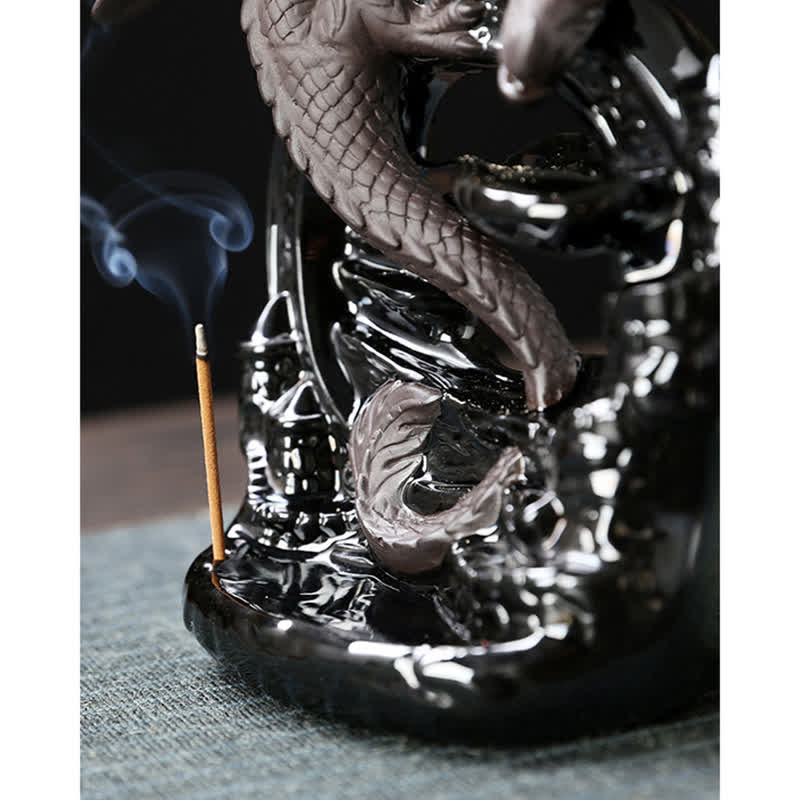 Nimara Ritual Nordic Pterosaur Dragon Ceramic Backflow Smoke Fountain Protection Healing Incense Burner Decoration