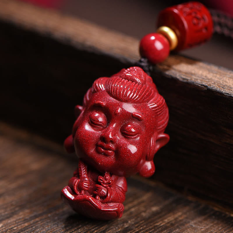 Nimara Ritual Chinese Zodiac Natal Buddha Natural Cinnabar Amulet Keep Away Evil Spirits Necklace Pendant