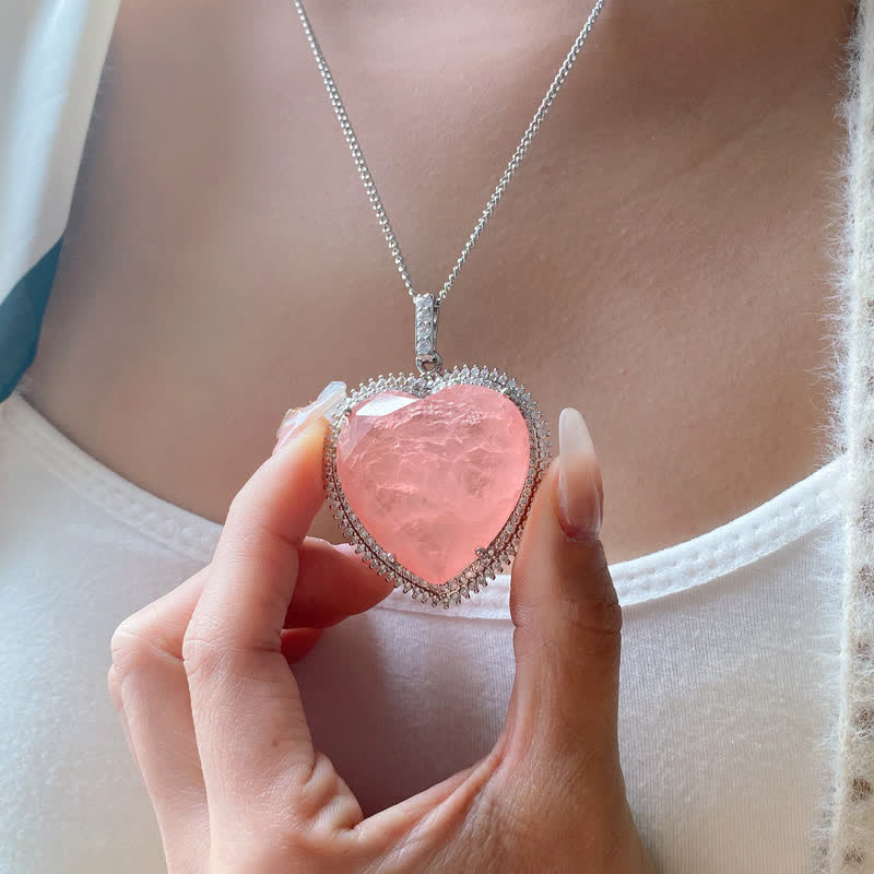 Nimara Ritual Rose Quartz Crystal Love Heart Relationships Necklace Pendant